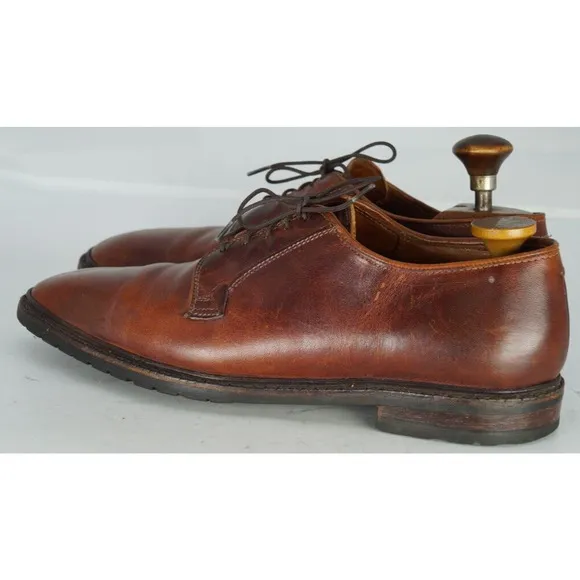 Allen Edmonds BLACK HILLS Walnut Leather Plain Toe Derby Shoe Size 9.5 B