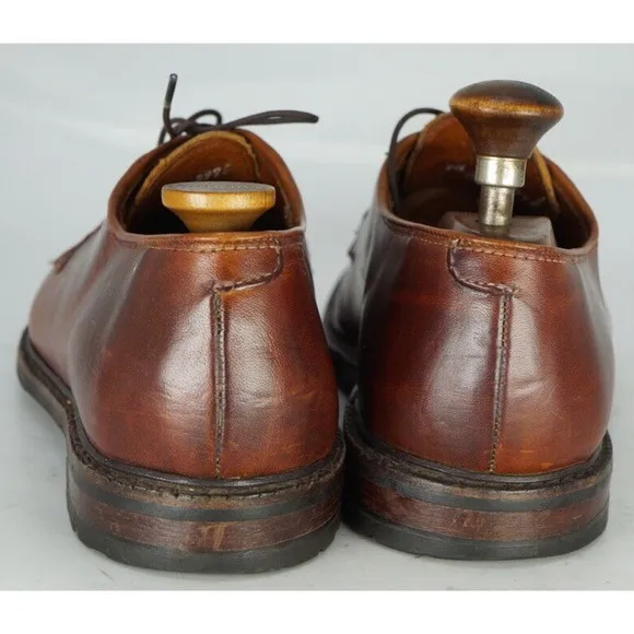Allen Edmonds BLACK HILLS Walnut Leather Plain Toe Derby Shoe Size 9.5 B