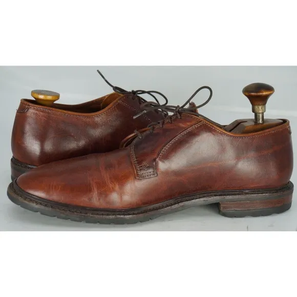 Allen Edmonds BLACK HILLS Walnut Leather Plain Toe Derby Shoe Size 9.5 B