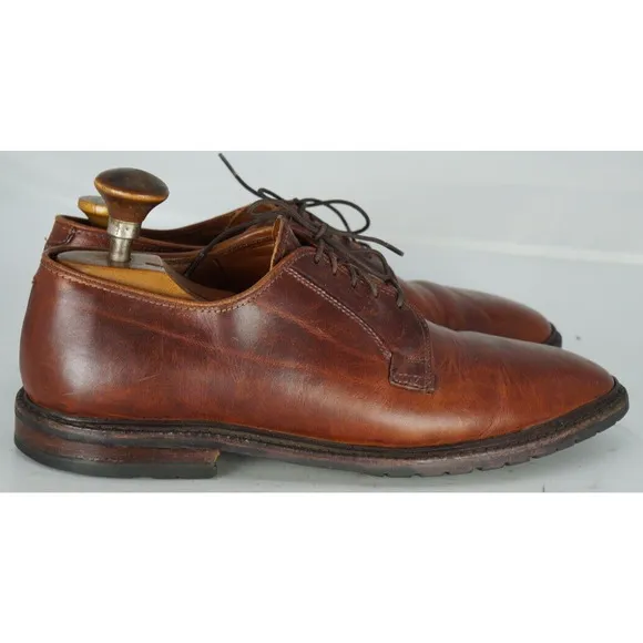 Allen Edmonds BLACK HILLS Walnut Leather Plain Toe Derby Shoe Size 9.5 B