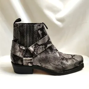 Allsaints Abbot Snakeskin Print Embossed Leather Casual Ankle Boots (M Size 10)