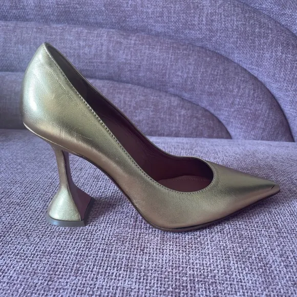 Ami pump - Amina Muaddi in Nappa soft gold leather size 36.