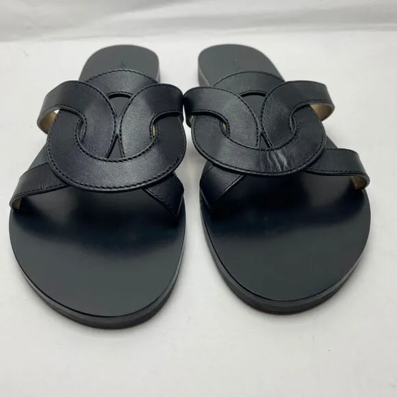 &amp; OTHER STORIES Leather Knot Detail Sandals in Black Size 7