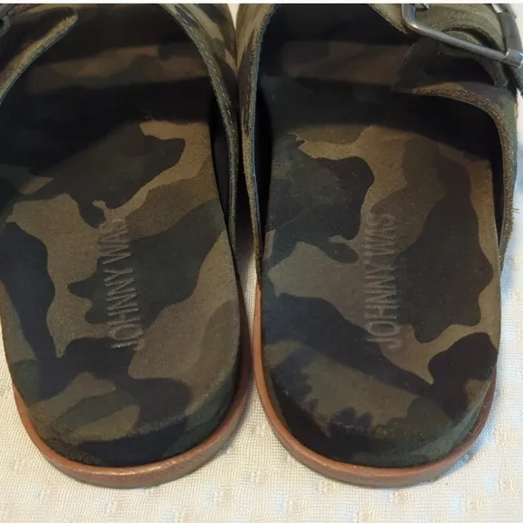 &quot;Johnny Was&quot; Leather Embroidered Camo Sandals NWOB