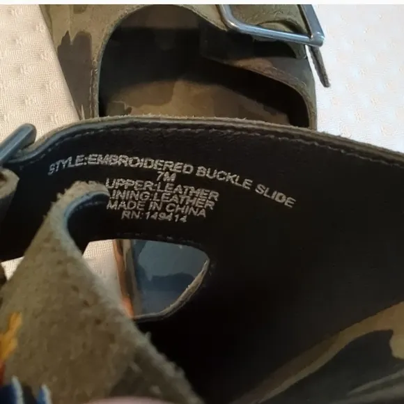 &quot;Johnny Was&quot; Leather Embroidered Camo Sandals NWOB