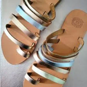 Ancient Greek Sandals Gold and Silver Crisscross Sandals