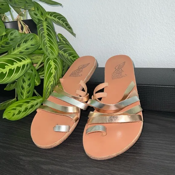Ancient Greek Sandals Gold and Silver Crisscross Sandals