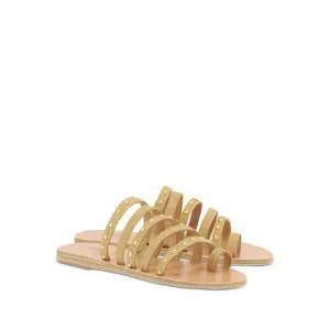 ANCIENT GREEK SANDALS Womens Beige Niki Toe Slip On Leather Slide Sandals 36