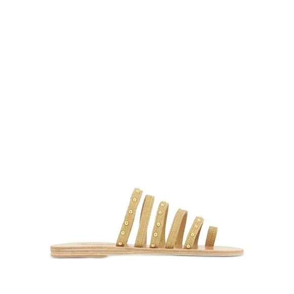 ANCIENT GREEK SANDALS Womens Beige Niki Toe Slip On Leather Slide Sandals 36