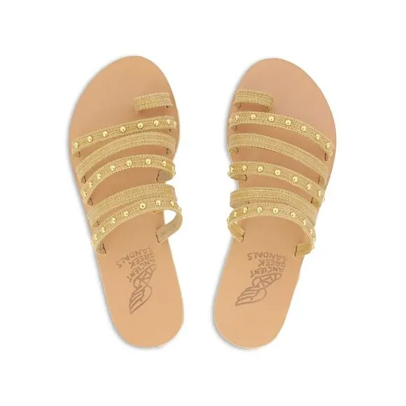 ANCIENT GREEK SANDALS Womens Beige Niki Toe Slip On Leather Slide Sandals 36