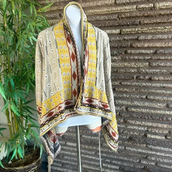 Anthropologie Freeway Southwestern Waterfall  Open Drape Cardigan Sweater