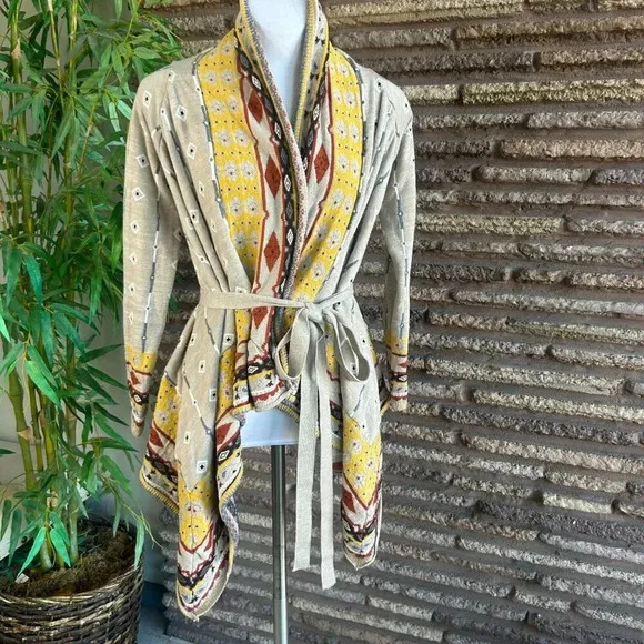 Anthropologie Freeway Southwestern Waterfall  Open Drape Cardigan Sweater