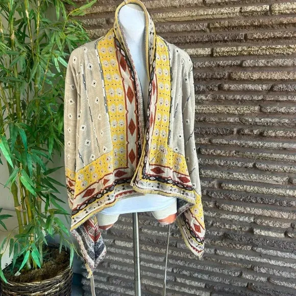 Anthropologie Freeway Southwestern Waterfall  Open Drape Cardigan Sweater