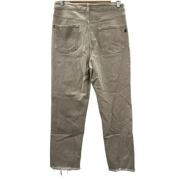 Anthropologie Pilcro Cream The Vintage Straight‎ Raw Hem Jeans Size 32