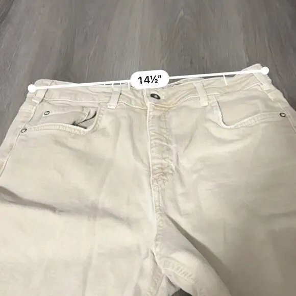 Anthropologie Pilcro Cream The Vintage Straight‎ Raw Hem Jeans Size 32