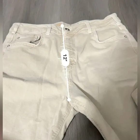 Anthropologie Pilcro Cream The Vintage Straight‎ Raw Hem Jeans Size 32