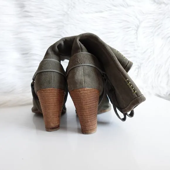 Anthropologie Terra Plana Grey Suede Interchangeable Harness Cowboy Boots