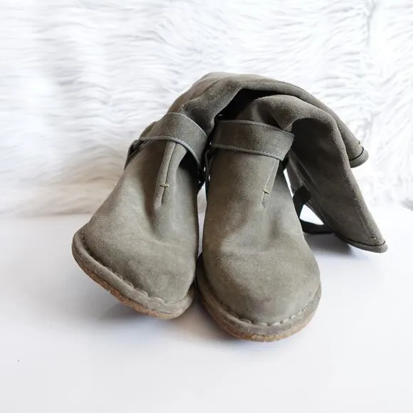 Anthropologie Terra Plana Grey Suede Interchangeable Harness Cowboy Boots