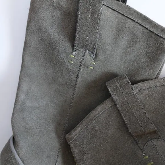 Anthropologie Terra Plana Grey Suede Interchangeable Harness Cowboy Boots