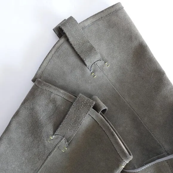 Anthropologie Terra Plana Grey Suede Interchangeable Harness Cowboy Boots