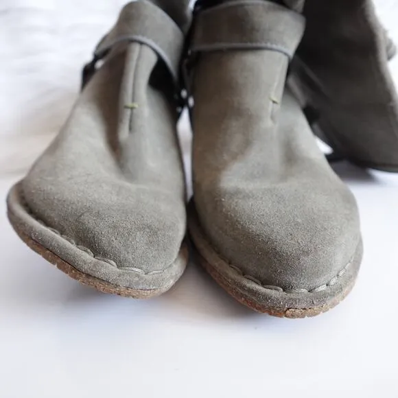 Anthropologie Terra Plana Grey Suede Interchangeable Harness Cowboy Boots