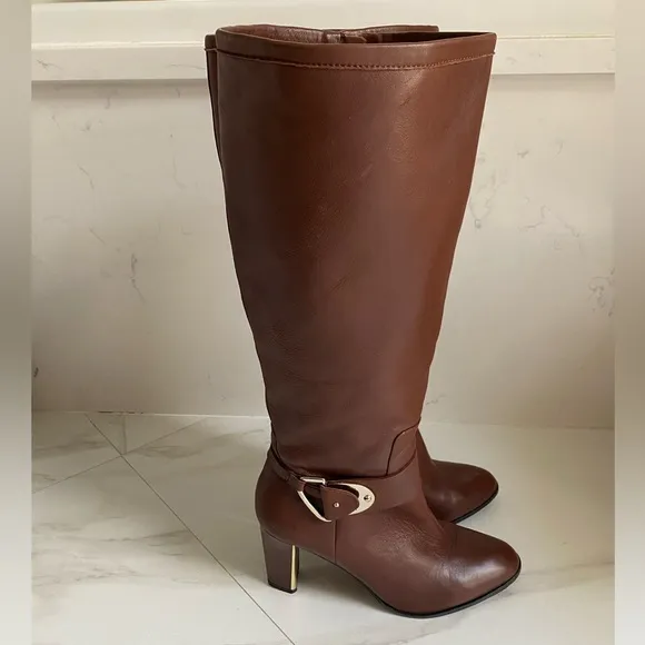 ANTONIO MELANI Brown Heeled Boots Knee-High Elegance
