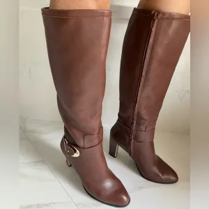 ANTONIO MELANI Brown Heeled Boots Knee-High Elegance