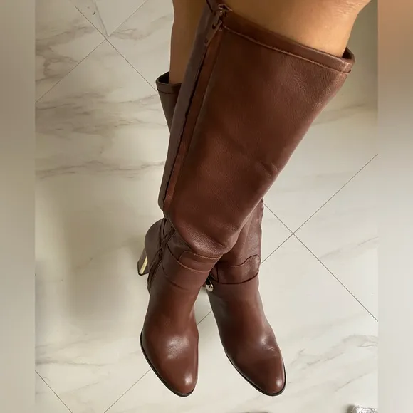 ANTONIO MELANI Brown Heeled Boots Knee-High Elegance