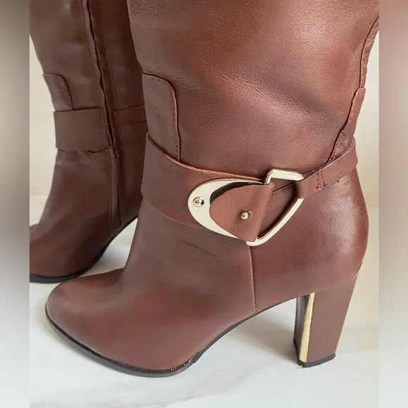 ANTONIO MELANI Brown Heeled Boots Knee-High Elegance
