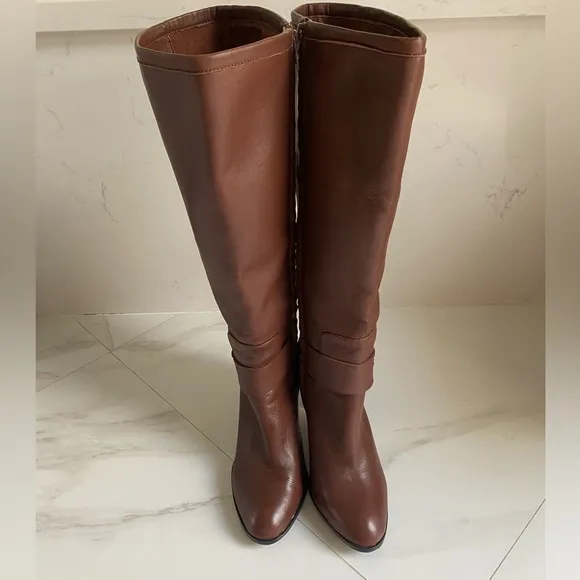 ANTONIO MELANI Brown Heeled Boots Knee-High Elegance