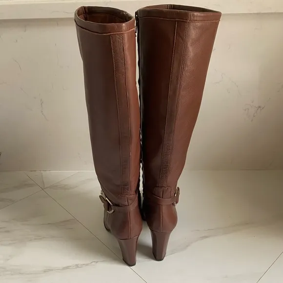 ANTONIO MELANI Brown Heeled Boots Knee-High Elegance