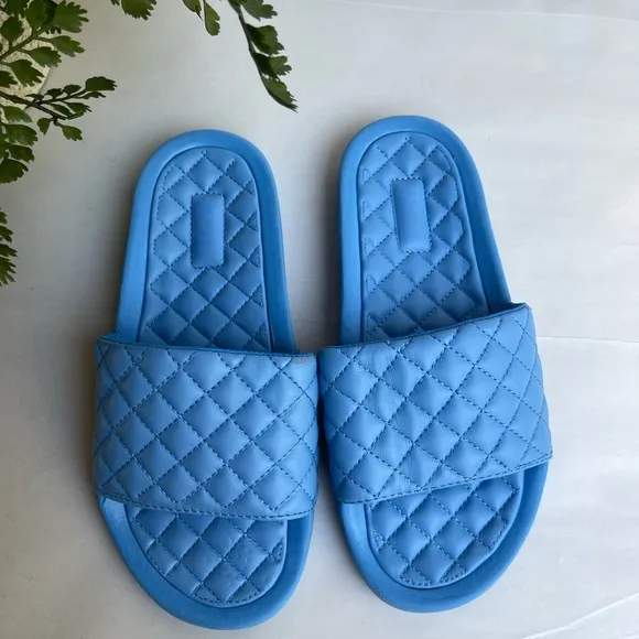 APL Lusso Quilted Slide Coastal blue  Sandals womens 6