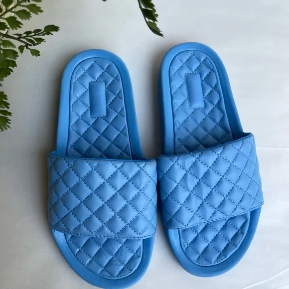 APL Lusso Quilted Slide Coastal blue  Sandals womens 6
