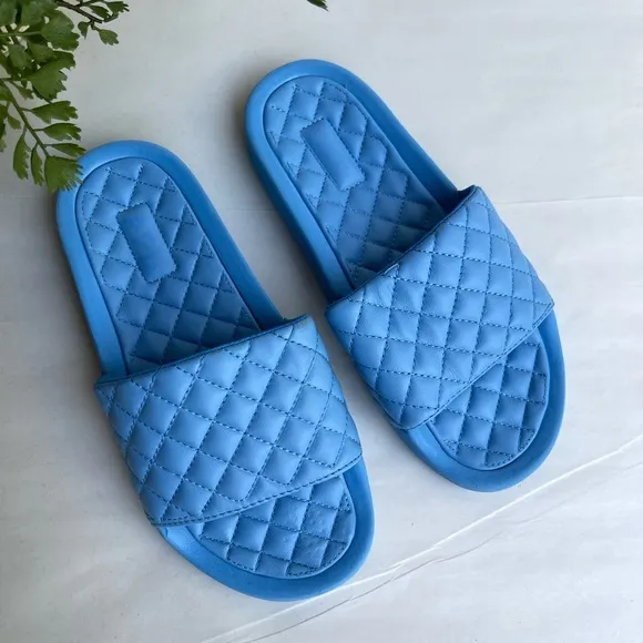 APL Lusso Quilted Slide Coastal blue  Sandals womens 6