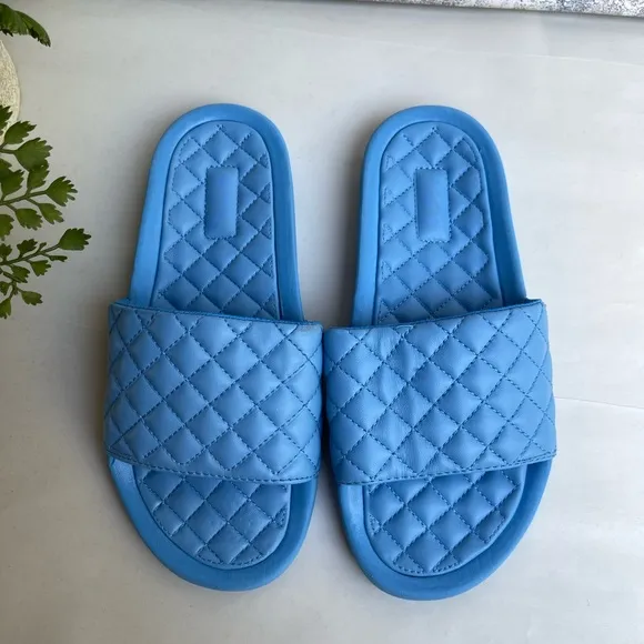 APL Lusso Quilted Slide Coastal blue  Sandals womens 6
