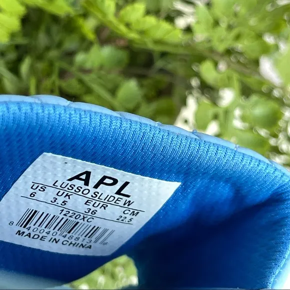 APL Lusso Quilted Slide Coastal blue  Sandals womens 6