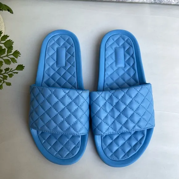 APL Lusso Quilted Slide Coastal blue  Sandals womens 6
