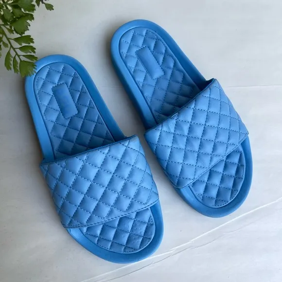 APL Lusso Quilted Slide Coastal blue  Sandals womens 6