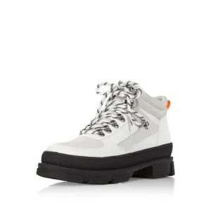 AQUA Womens White 1-1/2&quot; Platform Hike Round Toe Leather Hiking Boots 10 M