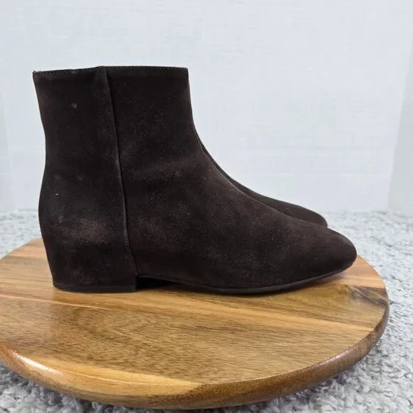 Aquatalia Ulyssaa Espresso Brown Suede Casual Ankle Bootie Boots Womens 7 M