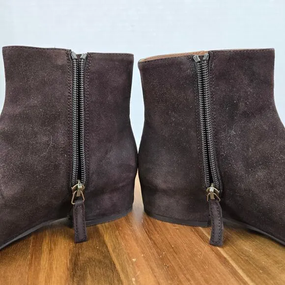 Aquatalia Ulyssaa Espresso Brown Suede Casual Ankle Bootie Boots Womens 7 M