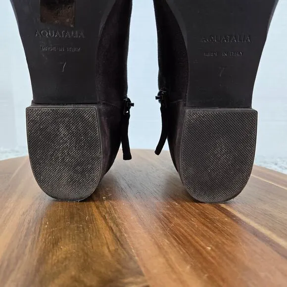 Aquatalia Ulyssaa Espresso Brown Suede Casual Ankle Bootie Boots Womens 7 M