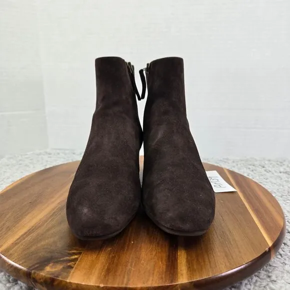 Aquatalia Ulyssaa Espresso Brown Suede Casual Ankle Bootie Boots Womens 7 M