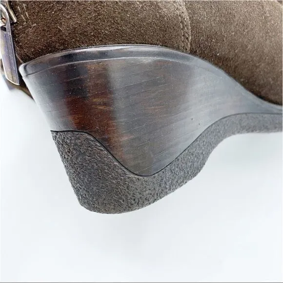 Aquatalia Waterproof Suede Wedge Calf Hight Boots Brown Sz 10