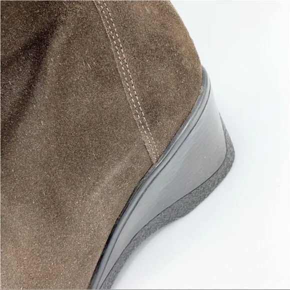Aquatalia Waterproof Suede Wedge Calf Hight Boots Brown Sz 10