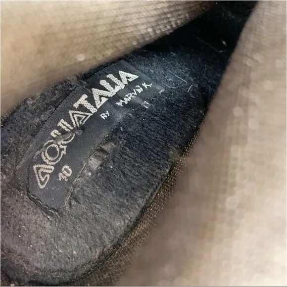 Aquatalia Waterproof Suede Wedge Calf Hight Boots Brown Sz 10