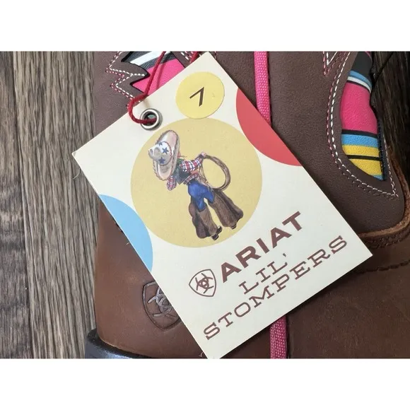 Ariat Cowgirl Boots Girls Size 7c Little Stompers Brown Multicolor