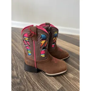 Ariat Cowgirl Boots Girls Size 7c Little Stompers Brown Multicolor