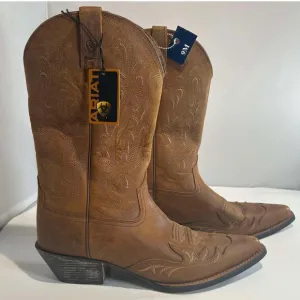 Ariat - Heritage Western Cowboy Boots Brown Leather Stitching - Womens 9