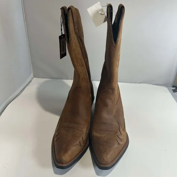 Ariat - Heritage Western Cowboy Boots Brown Leather Stitching - Womens 9